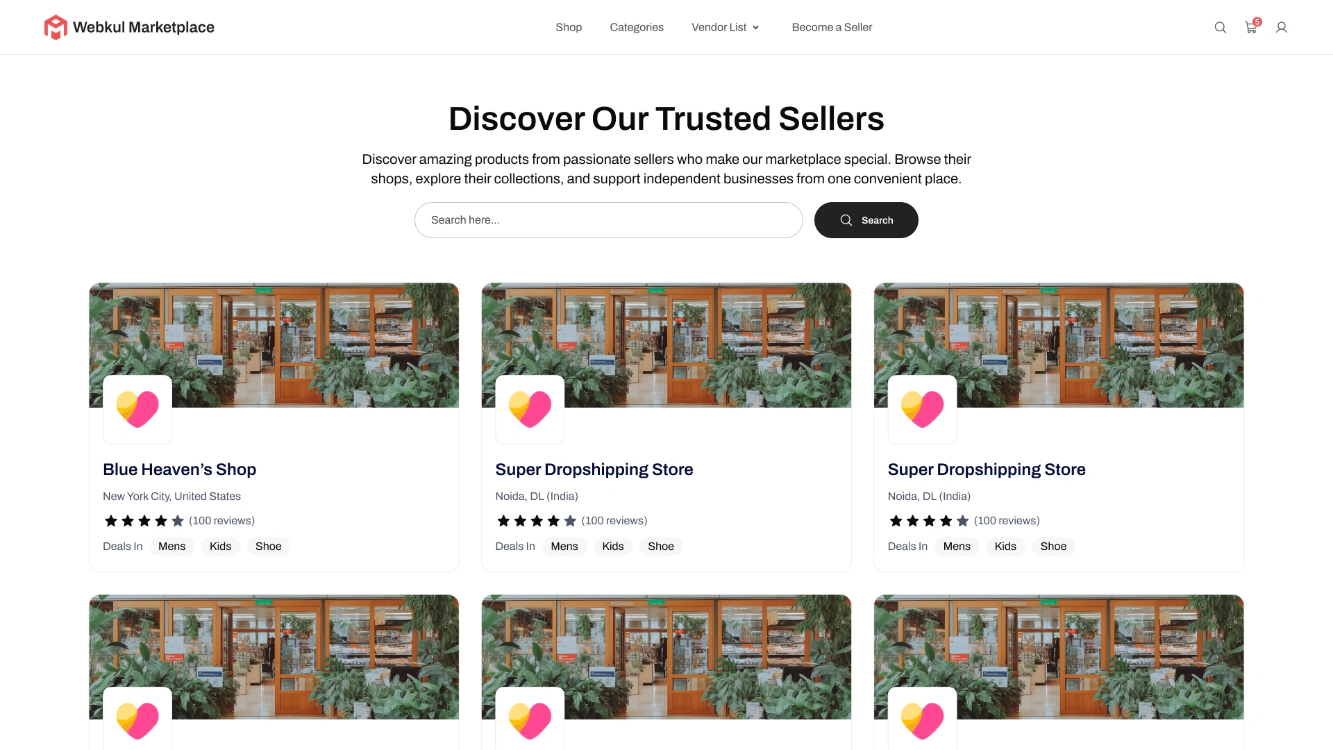 Independent Vendor Directory & Storefronts