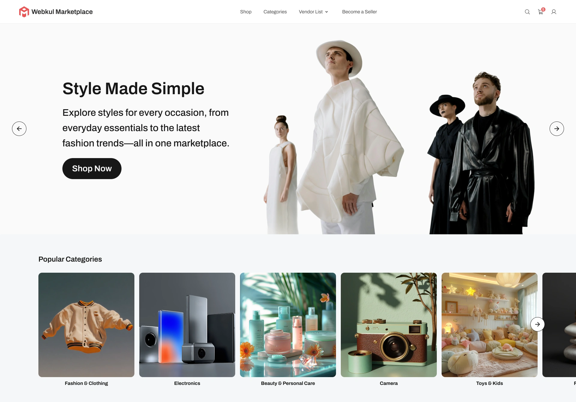 Global Multi-Vendor Marketplace Homepage