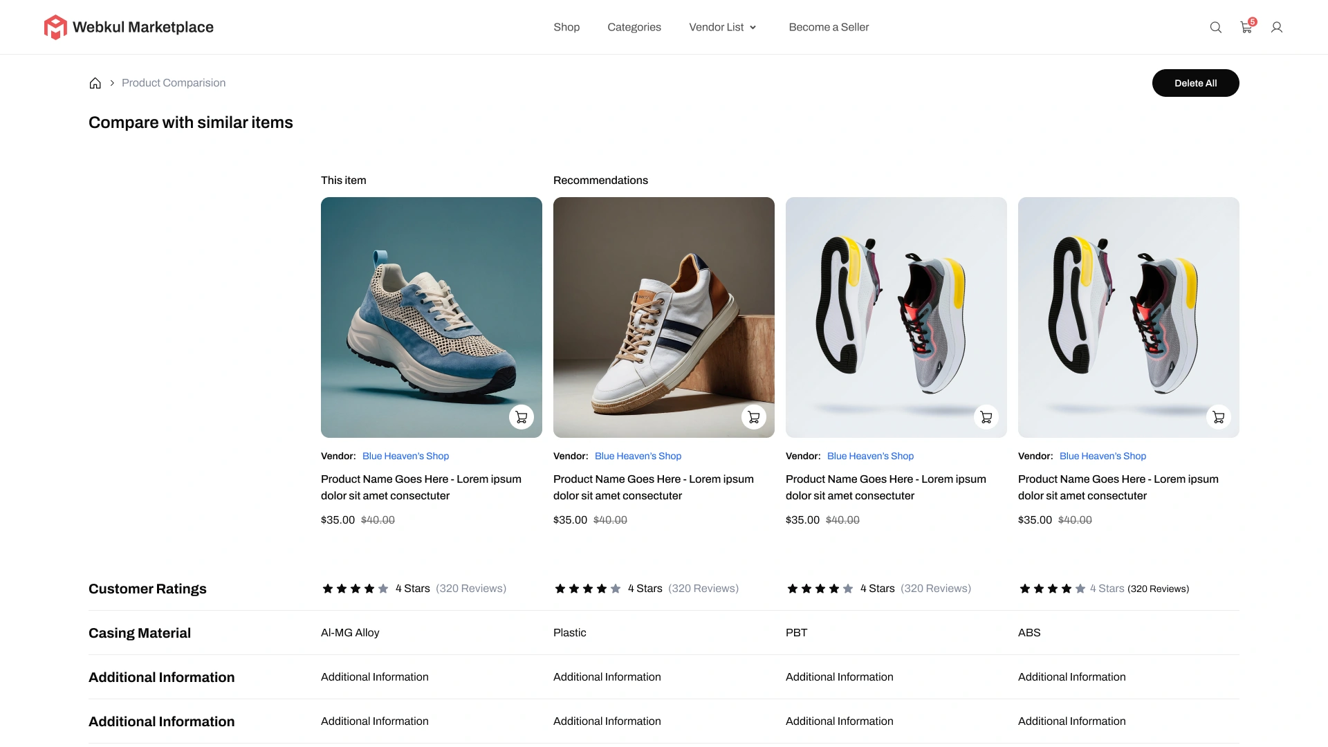Multi-Vendor Product Comparison Matrix