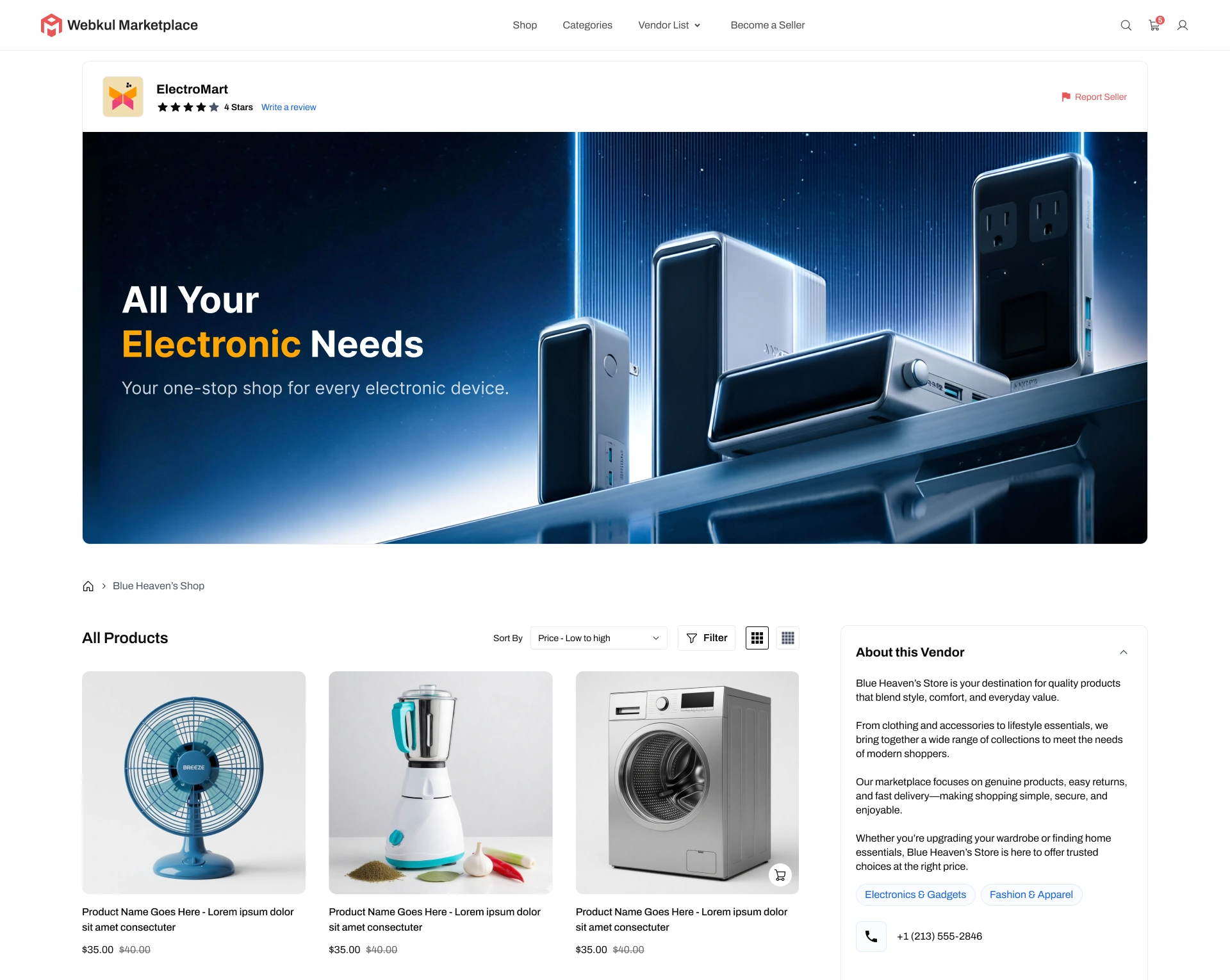 Electrical & Appliances Storefront