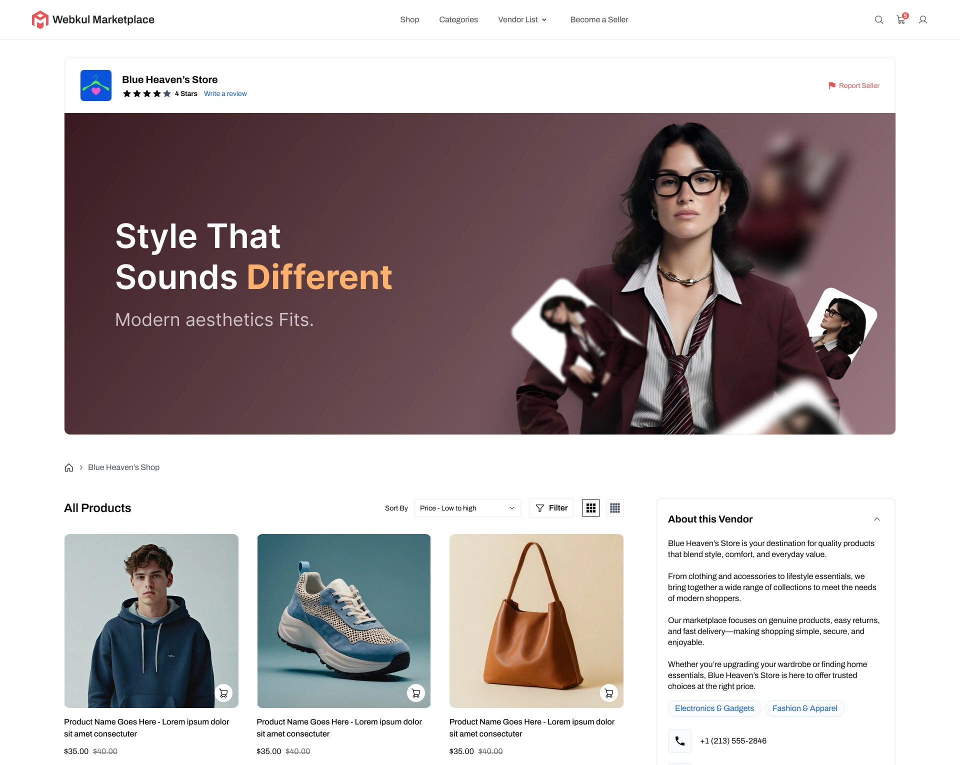 Fashion & Apparel Vendor Storefront