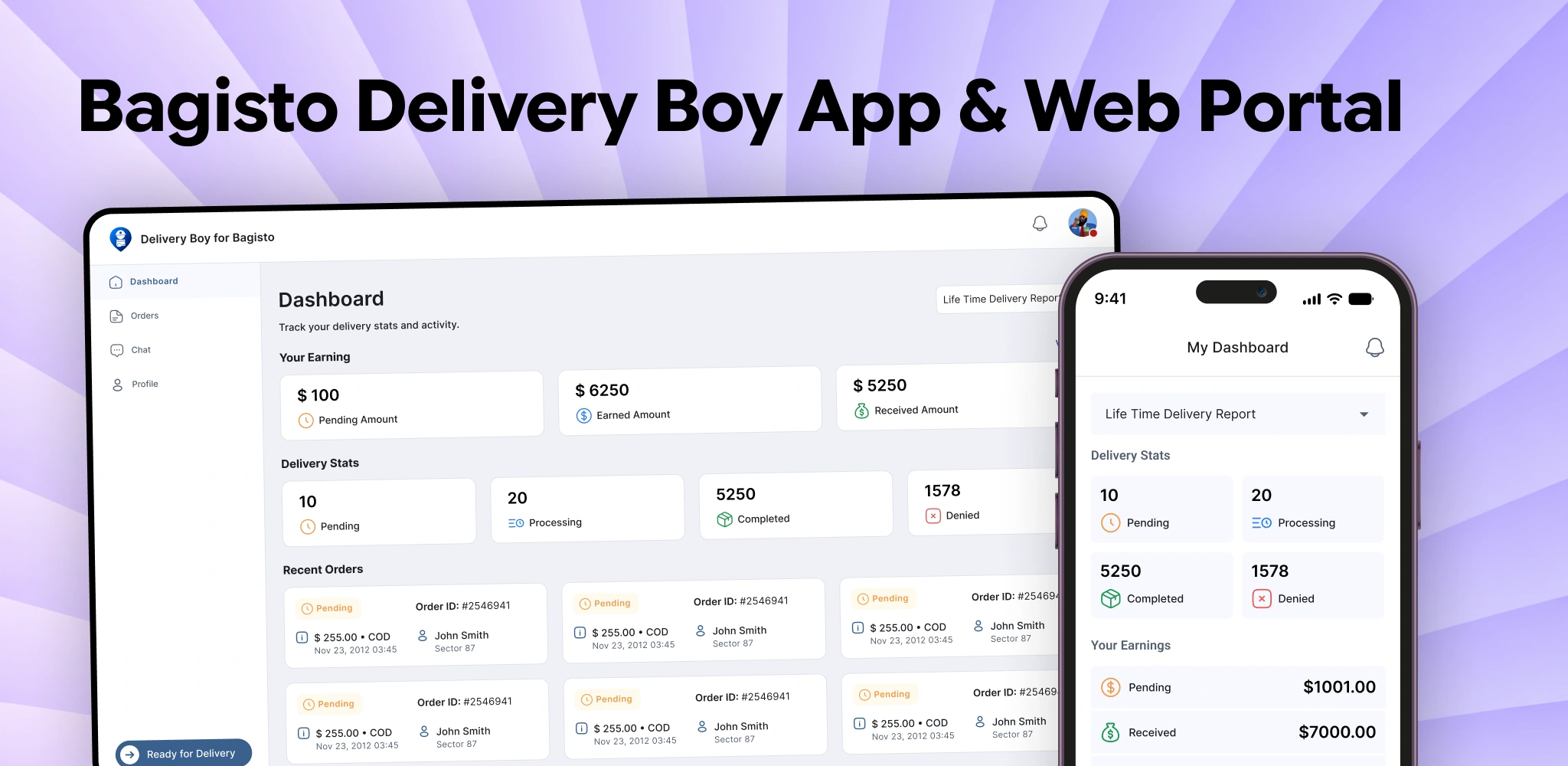 Bagisto Delivery Boy App & Web Portal Mobile Hero