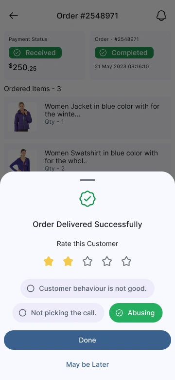 Order Delivered Status
