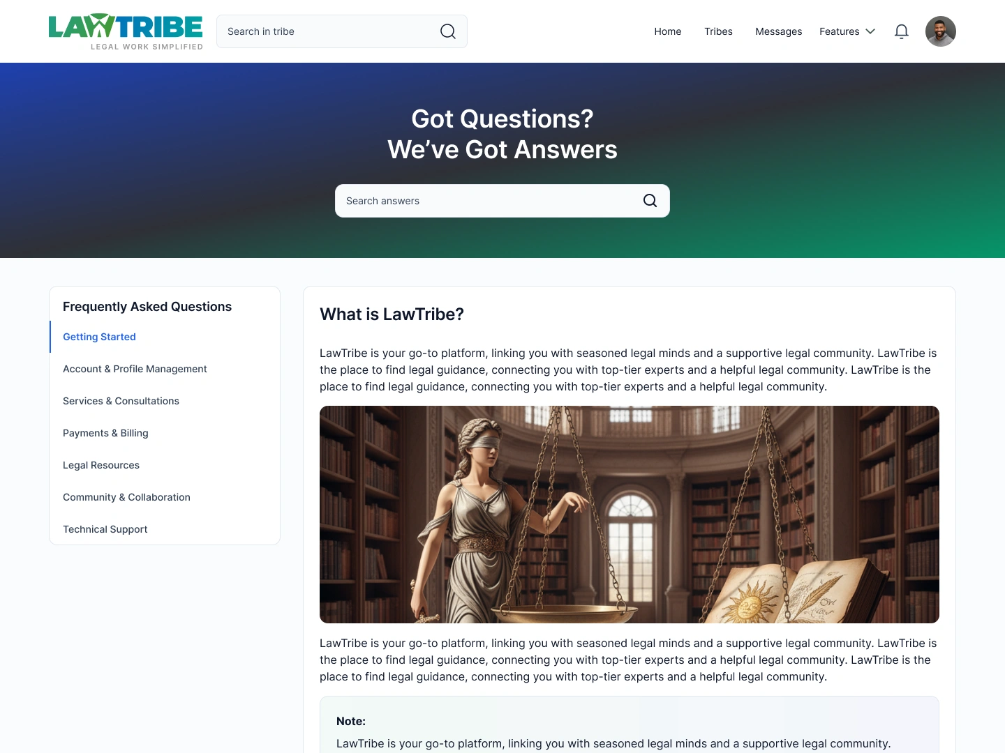 Help Center & Legal FAQ Knowledgebase